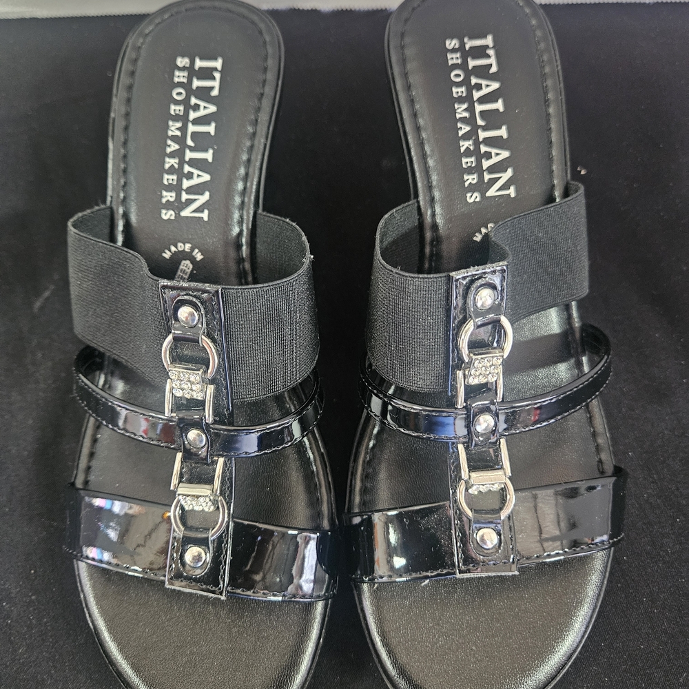 Italian Shoemakers Glossy Black Sandals
